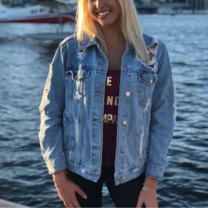Topshop Jean Moto Jacket Size 6